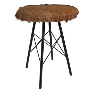 Vintage Cowhide Stool, 1970s For Sale