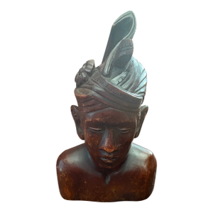 Mid Century Balinese Hand Carved Boy Head