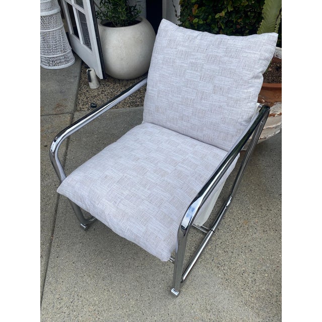 Late 20th Century Vintage Pair of Chrome Lounge Chairs Attributed to Jerry Johnson For Sale - Image 5 of 16