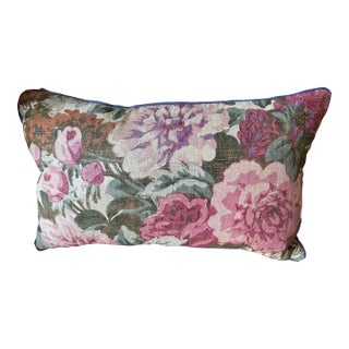 Vintage Floral Printed Linen Pillow For Sale