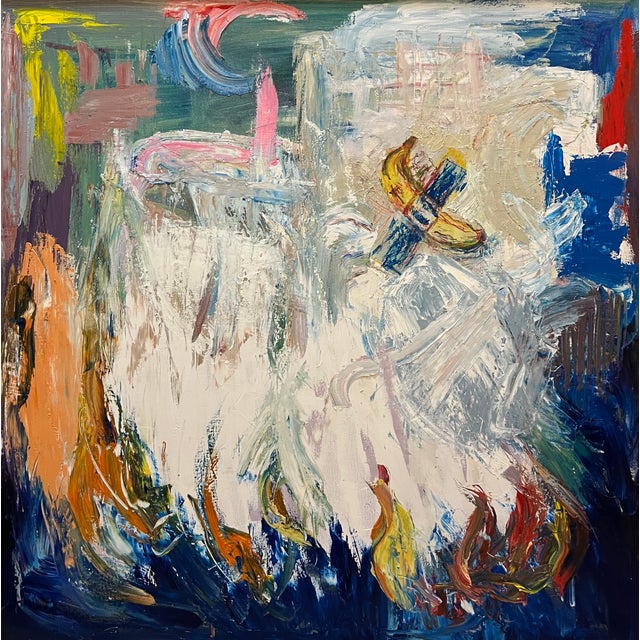 6.2 million paint strokes and a banana with duct tape that sold for 6.2 million dollars. Oil painting on canvas, framed....