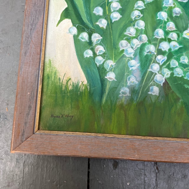1970’s Original Rustic Lilly of the Valley Painting For Sale - Image 4 of 5