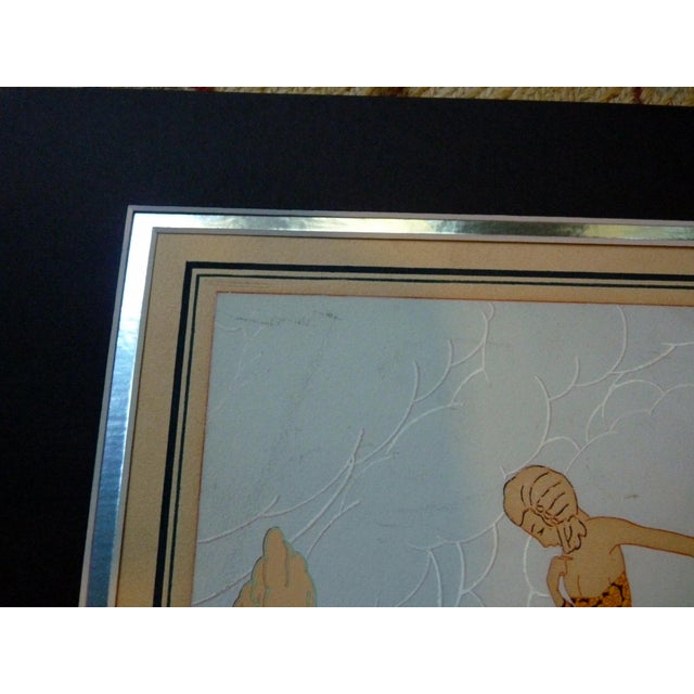 Paper 1920s Art Deco Garden Couple Pochoir by Mario Leone 16" X 20" Matted For Sale - Image 7 of 7