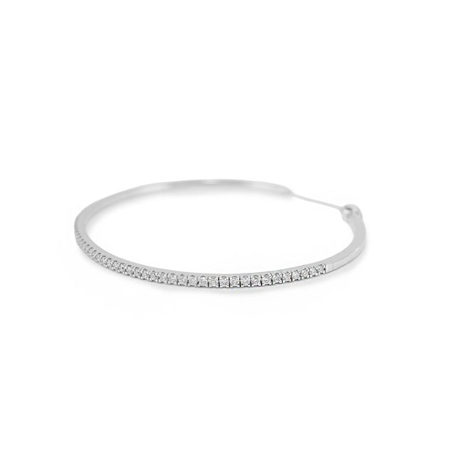 Ladies 14k White Gold 1.50ctw Diamond Flexible Tennis Bangle Bracelet For Sale - Image 4 of 8
