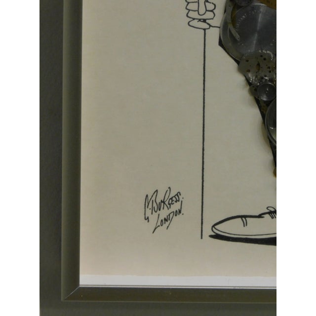 Framed Horological Collage Signed G. Burgess, London. Golfer at 18th Hole With Birdie For Sale - Image 9 of 13