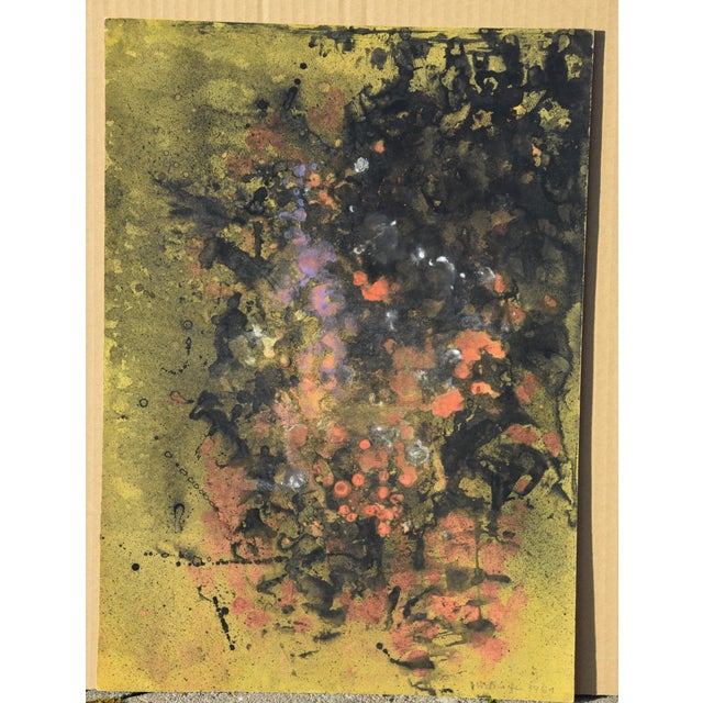 Contemporary Hans Werner Kirchner, Abstraction (Black & Red Against Green), 1961, Watercolor For Sale - Image 3 of 11