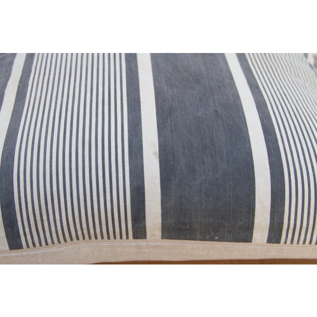 Textile Charcoal & White European Grain Sack Pillow For Sale - Image 7 of 9