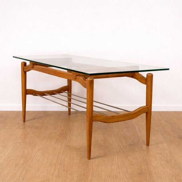Mid-Century Modern Mid-Century Modern Wood and Glass Coffee Table, Spain, 1950s For Sale - Image 3 of 7