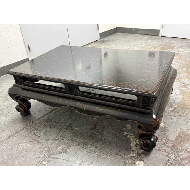 Drexel Heritage Et Cetera Chinoiserie Black Lacquer Cocktail Table For Sale In San Francisco - Image 6 of 12