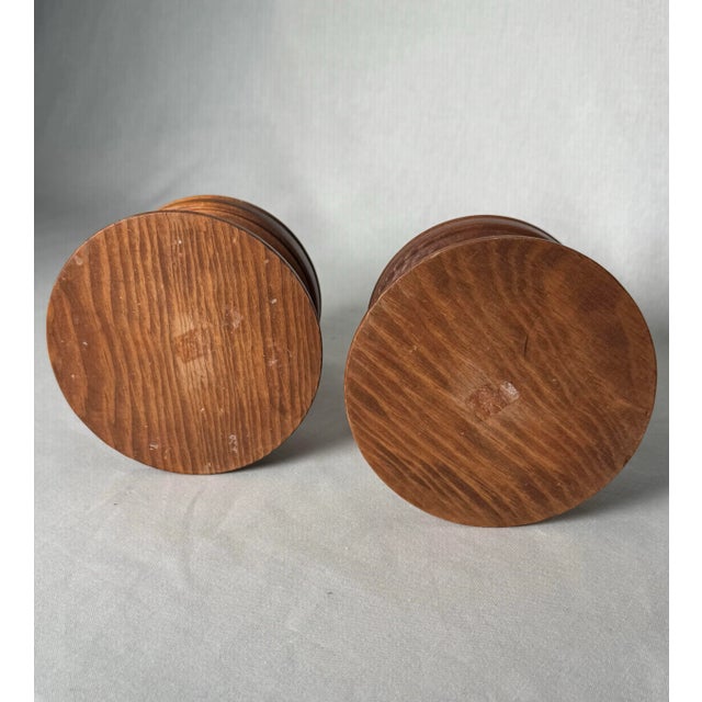 Chestnut Vintage Mid Century Modern Solid Wood Turned Taper Candleholders, a Pair For Sale - Image 8 of 12