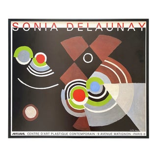 Sonia Delaunay Vintage 1984 Fine Art Lithograph Print Framed Modernist French Exhibition Poster " Rythme Colore " 1948 For Sale