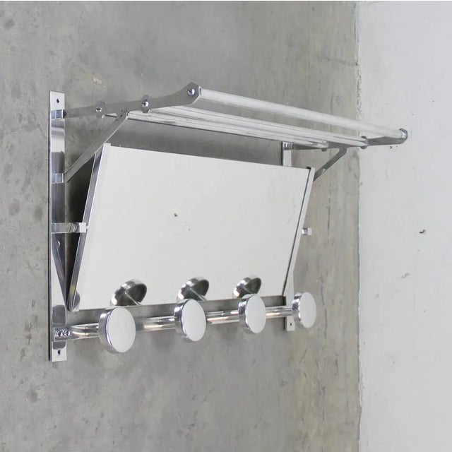 Metal Art Deco Metal Coat Rack with Folding Mirror, 1930s For Sale - Image 7 of 8