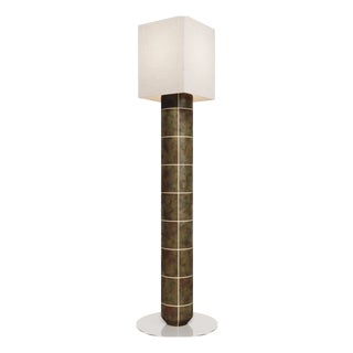 Handcrafted Ceramic Floor Lamp in Smoked Moss Glaze by Artem Zakharchenko-Halytskyi For Sale