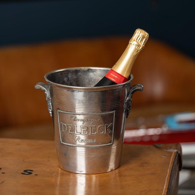 Vintage French Silver Plated Delbeck Reims Champagne Cooler, 1930 For Sale - Image 12 of 13