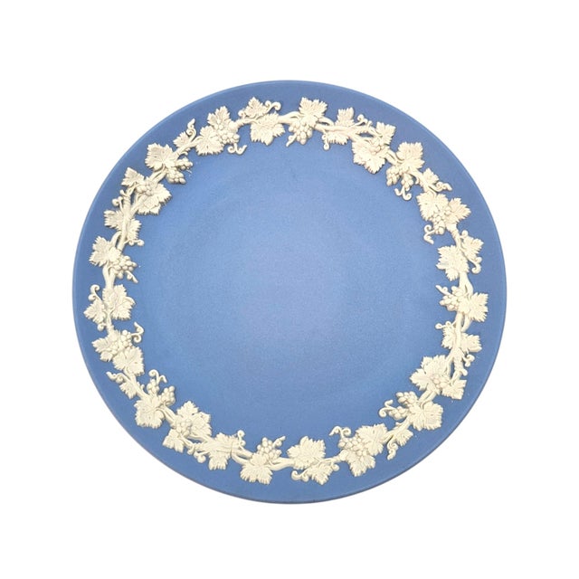 Wedgwood Blue Jasperware Grapevine Pedestal Compote Dish England Classical Relief 6" For Sale - Image 10 of 14