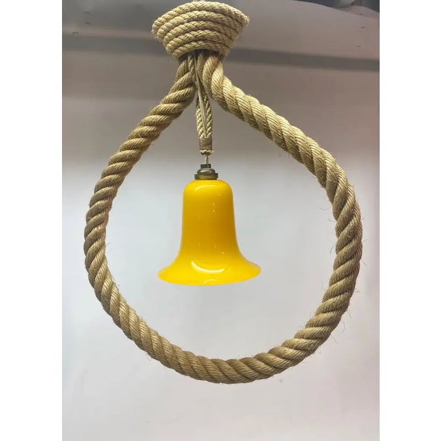 Mid-Century Modern Pair of Mid 20th Century Rope and Glass Pendants by Audoux-Minet For Sale - Image 3 of 7