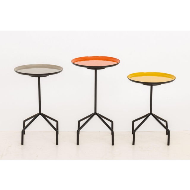 Herman Miller Set of Three Herman Miller Style Enameled Steel Graduated Side Tables For Sale - Image 4 of 12