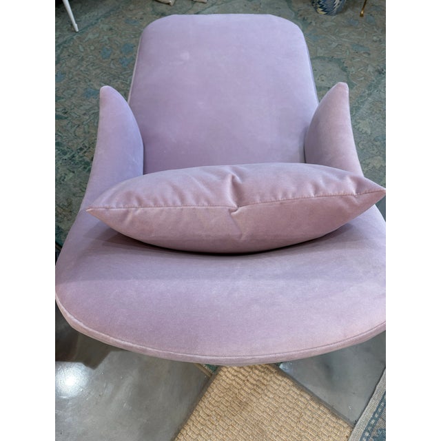 Lavender Velvet Chaise in Lavender For Sale - Image 8 of 12