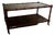 Vintage Mid-Century Faux Bamboo Walnut Coffee Table With Cane Shelf & Casters For Sale
