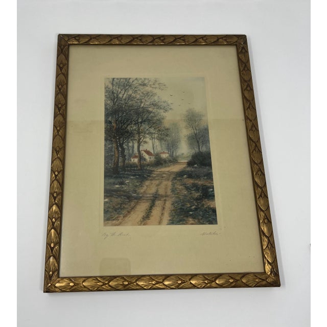 1900 - 1909 Antique Signed Landscape Lithograph “By the Road,” Circa 190 For Sale - Image 5 of 12