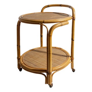 Mid-Century Bamboo Serving Bar Cart by Dal Vera, Italy, 1970s For Sale