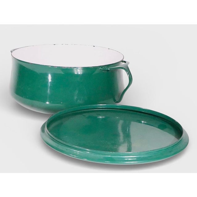 Dansk Mid 20th Century Dansk Kobenstykle Covered Casserole in Green Enamel Finish For Sale - Image 4 of 6