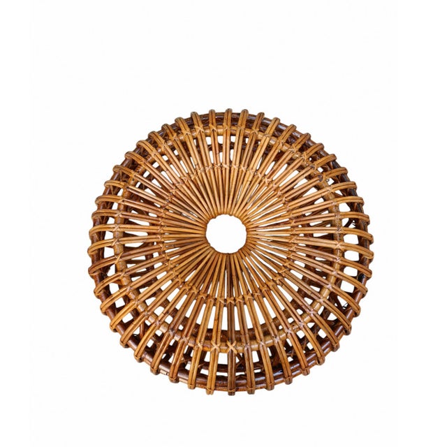 Vintage Round Rattan Pouf by Ico Parisi for Bonacina, 1960 For Sale - Image 9 of 10