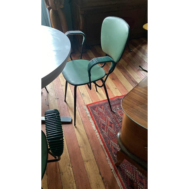 Vintage Green Chairs by Jacques Hitier, 1960, Set of 4 For Sale - Image 6 of 9