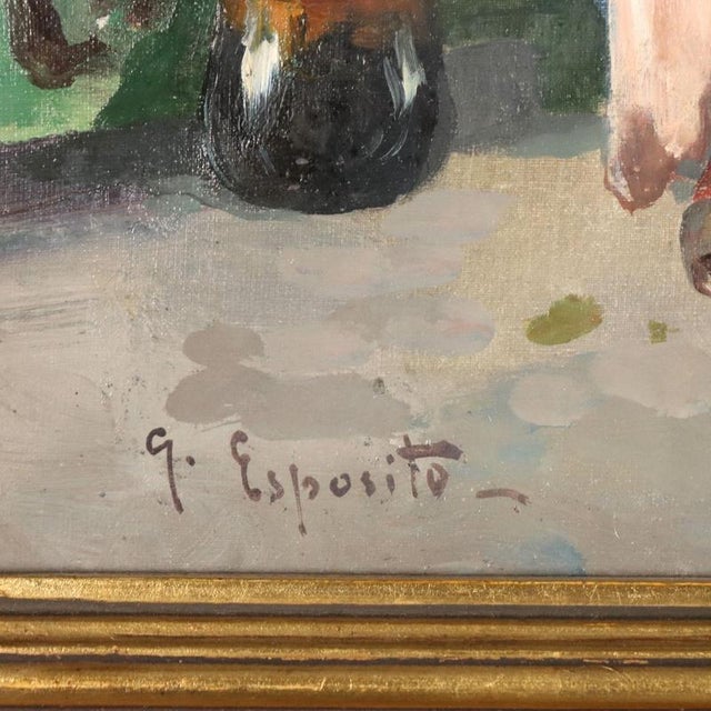 G. Esposito, Painting with Scene on the Veranda, Oil on Canvas For Sale - Image 8 of 12