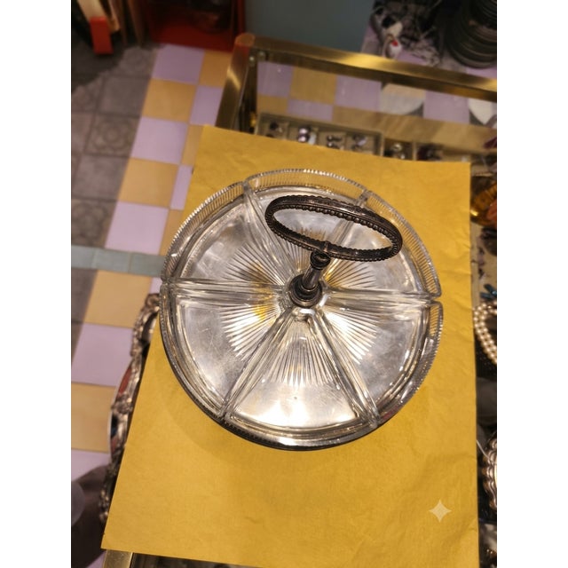 Vintage Glass Serving Tray with Silvered Handle, 1980s For Sale - Image 4 of 6