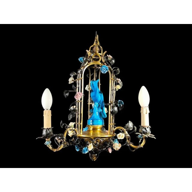 19th Century Ceiling Lamp in the Shape of Cage, 1900s For Sale - Image 9 of 13