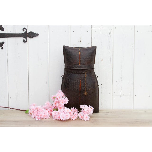 Brown Antique Lacquered Karen Tribe Basket For Sale - Image 8 of 9