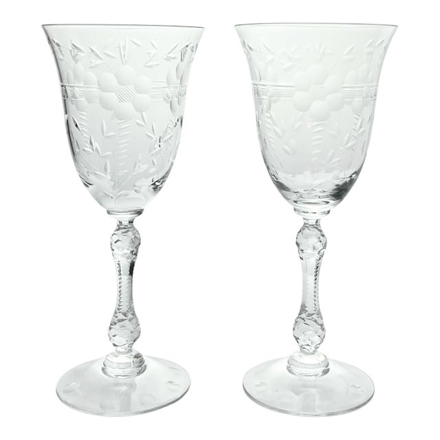 1940s Cambridge “Lucia” Pair of Water Glasses For Sale