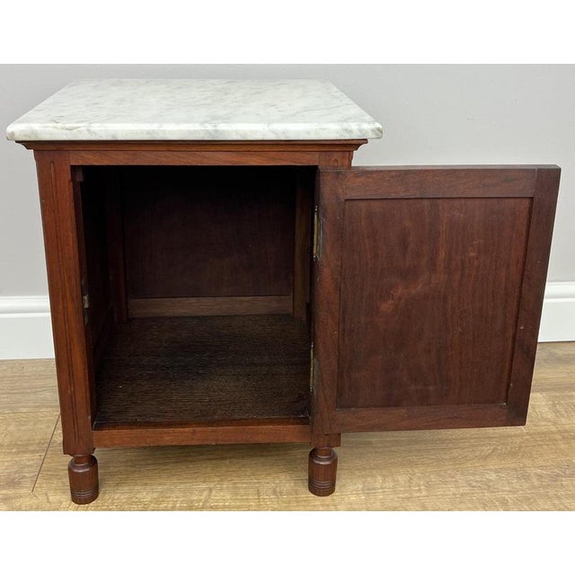 Antique French Walnut Bedside Table with Marble Top For Sale - Image 11 of 12