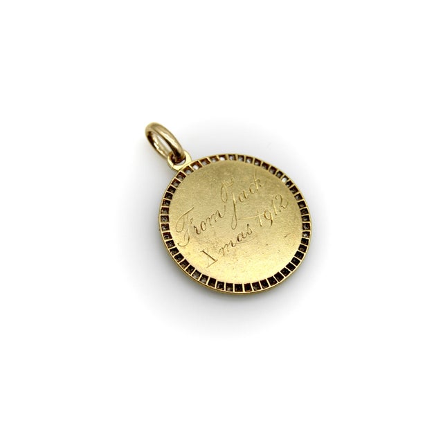 Metal 1910s Edwardian French 18k Gold and Platinum Mother of God Pendant For Sale - Image 7 of 9