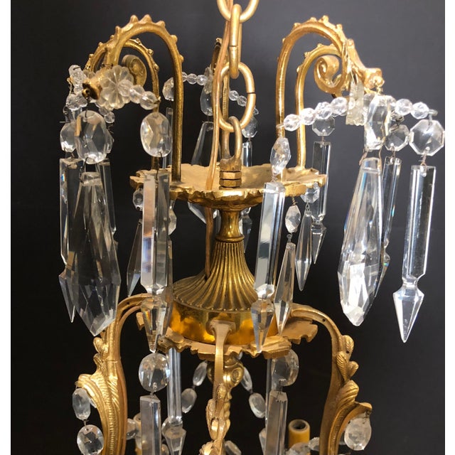 Gold Pair of 19th Century French Louis XV Gilt Bronze and Crystal Chandeliers For Sale - Image 8 of 8