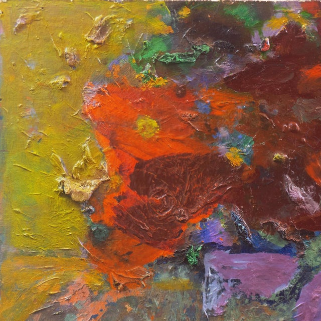 Purple 'Still Life of Poppies', Mid-Century, American School Expressionist Floral Oil For Sale - Image 8 of 11