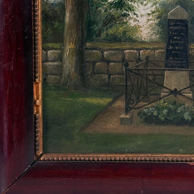Antique Danish Folk Art Dybbøl Cemetery Study, Signed (1907, Oil on Canvas) For Sale - Image 4 of 9