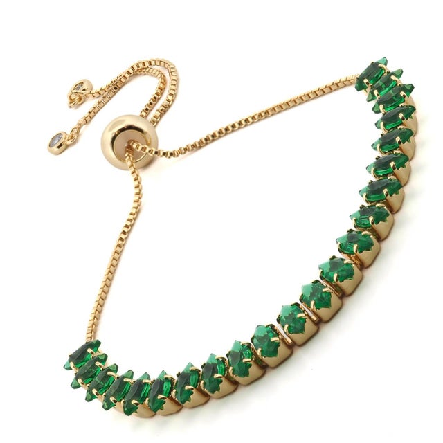 Early 21st Century Emerald Glow Adjustable Gold Bracelet For Sale - Image 5 of 7