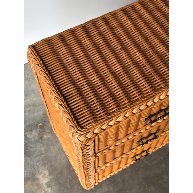 Woven Wicker Six-Drawer Dresser With Braided Rope Trim, 1980s For Sale - Image 14 of 18