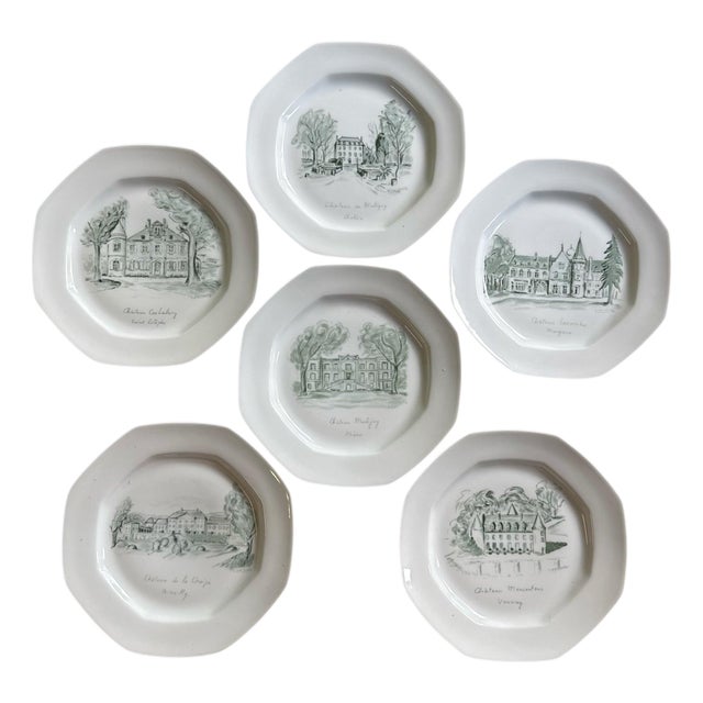 French Limoges Castle Plates, S/6 For Sale