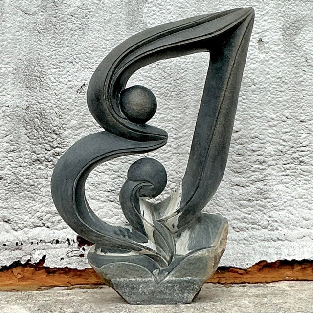 Infuse your space with artistic flair through this Vintage Boho Monumental Original Abstract Stone Sculpture. Boasting an...