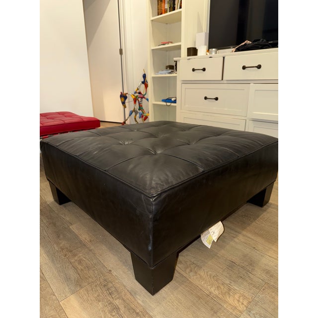 Mitchell Gold + Bob Williams Leather Cocktail Ottoman / Coffee Table, 38" Square Beautiful large square cocktail ottoman...