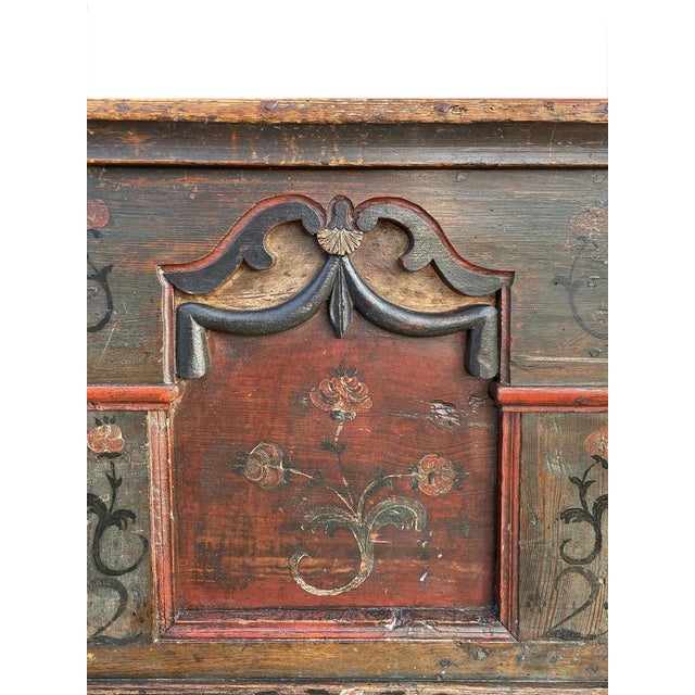 1822 Alpine Blue Floral Painted Blanket Chest For Sale - Image 12 of 18
