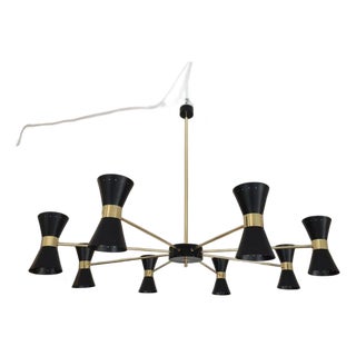 Mid Century Modern Sputnik Chandelier – Black Gold Italian Style Ceiling Light Brass Home Decor For Sale