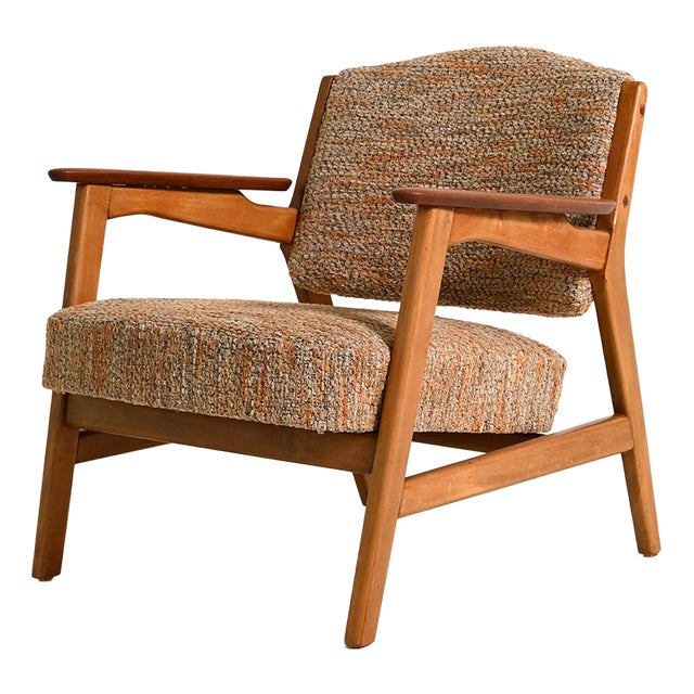 Scandinavian Lounge Chair in Beech and Teak, 1960s For Sale