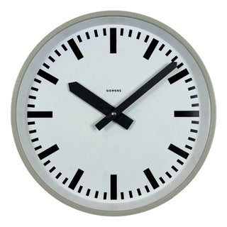 Grey Industrial Factory Wall Clock from Siemens, 1970s For Sale