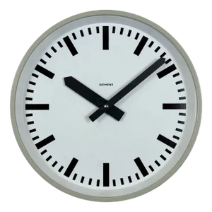 Grey Industrial Factory Wall Clock from Siemens, 1970s
