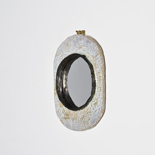 Ceramic Mirror by Jean-Pierre Viot, France, 1970 For Sale - Image 4 of 9
