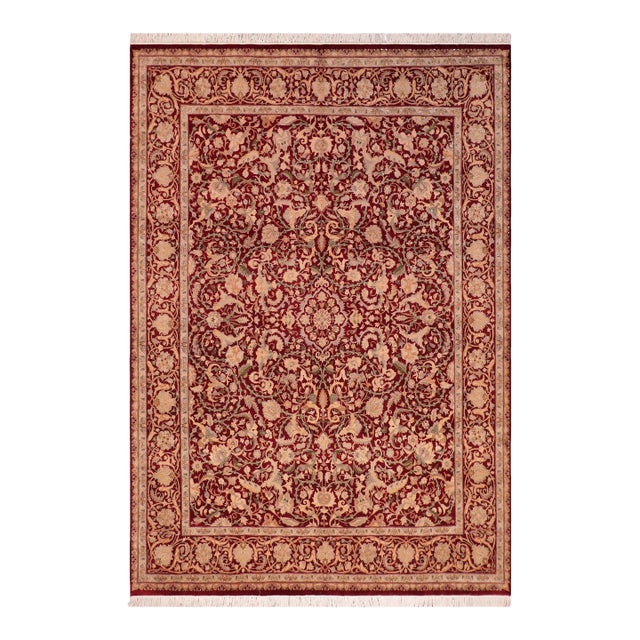 Elegant Kashan Pak-Persian Red/Gold Wool Rug - 8'1'' X 10'1'' For Sale